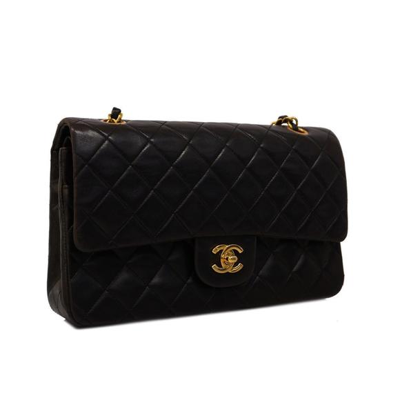 Chanel W Lambskin Matelasse Black W Bag Flap Shoulder Chain - Picture 1 of 11